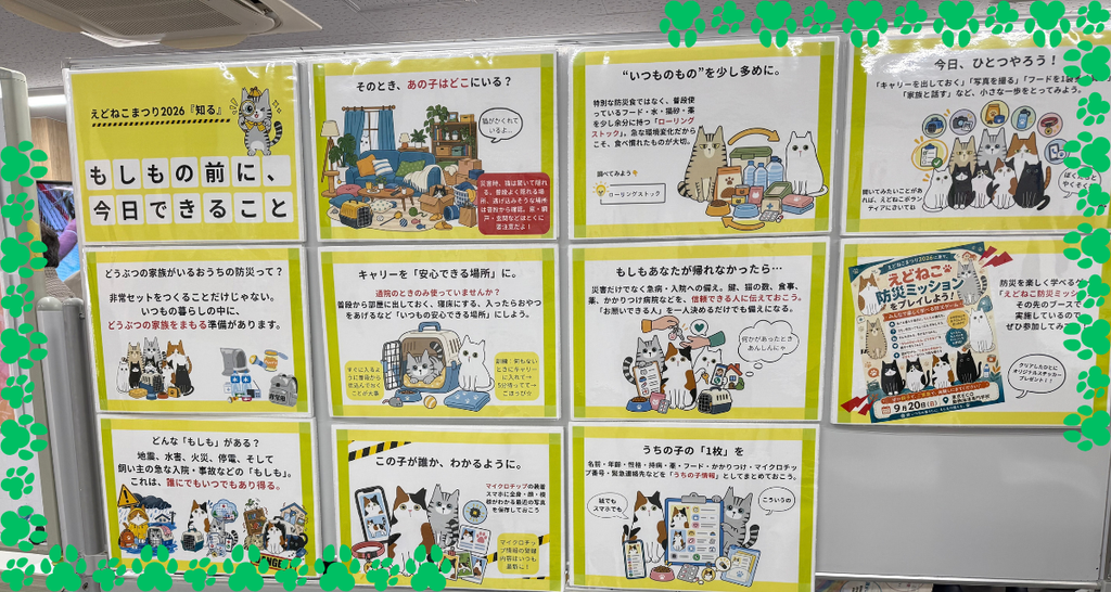 TCA東京ECO動物海洋専門学校の学生さんによる展示パネル「もしもの前に、今日できること」