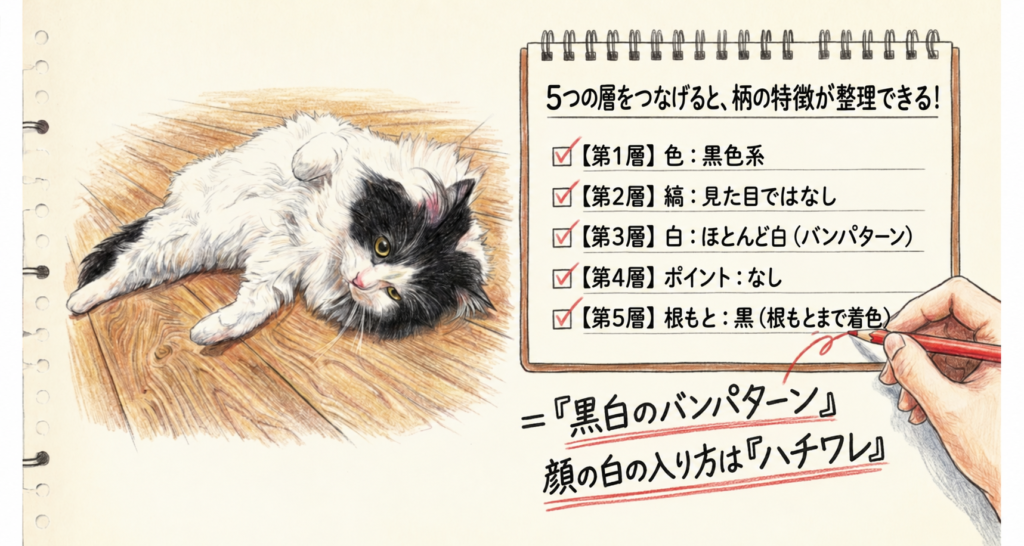オレオの柄を5つの層で判定した、黒白のバンパターンのまとめ